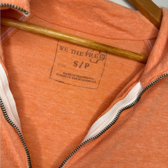 We The Free Zip Up Hoodie Small Peach Coral Lightweight Free People Sweatshirt - Picture 2 of 4